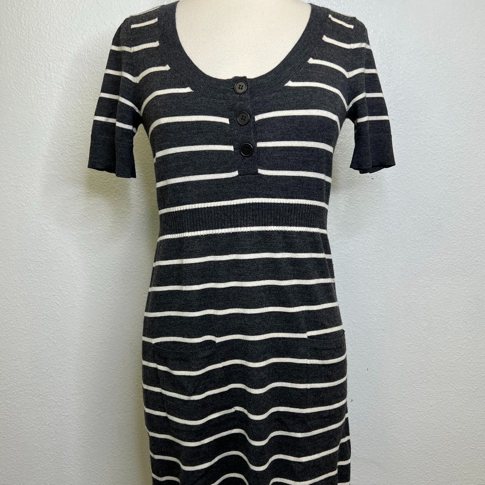 Theory Wool Blend Ernesta New Steady‎ Striped Wool Blend Gray White dress Size M